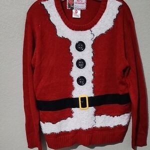 Santa Christmas Sweater Mens Size S M Red White